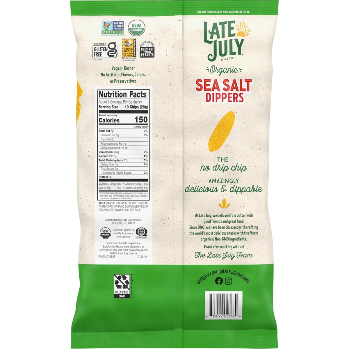 Late July Sea Salt Dippers Tortilla Chips - 7.4 oz