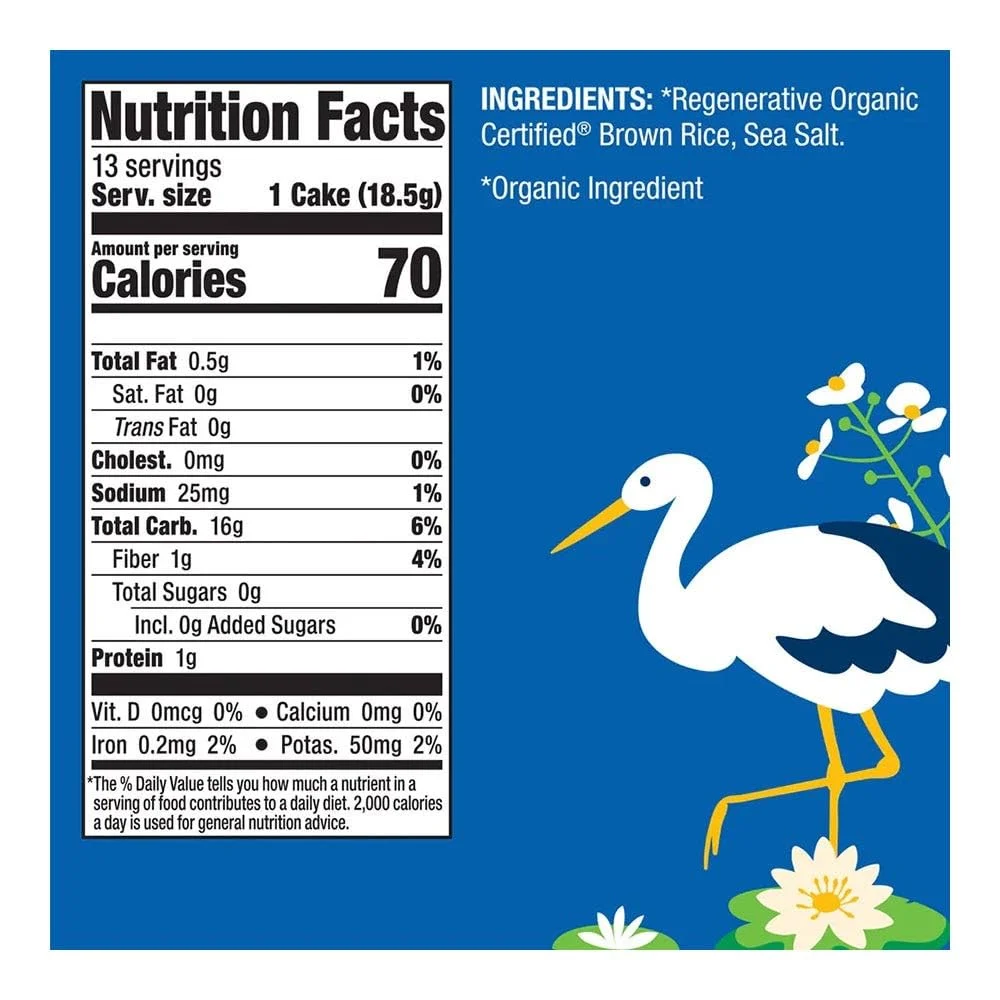 Lundberg Brown Rice Cakes Organic Whole Grain, Lightly Salted - 8.5 oz