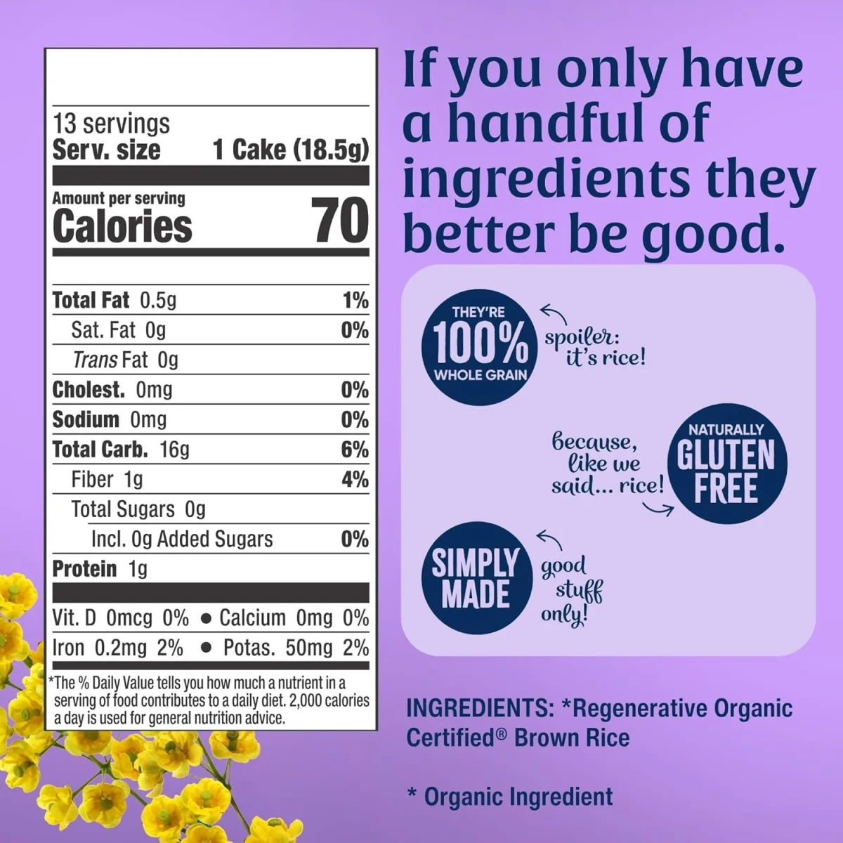 Lundberg Brown Rice Cakes Organic Whole Grain, Lightly Salted, Gluten Free - 8.5 oz