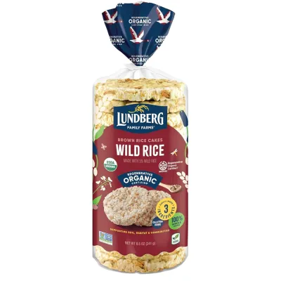 Lundberg Organic Whole Grain Brown Rice Cakes, Wild Rice - 8.5 oz