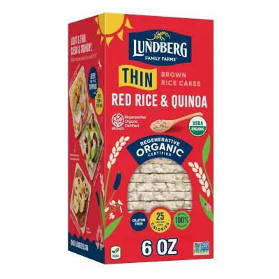 Lundberg Organic Thin Stackers Rice Cakes, Red Rice & Quinoa, Salt-Free - 5.9 oz