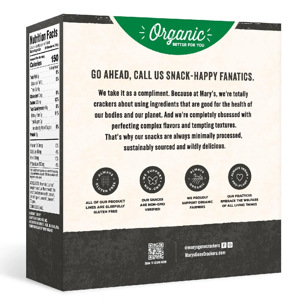Mary's Gone Crackers Organic Super Seed Crackers, Seaweed & Black Sesame - 4 oz