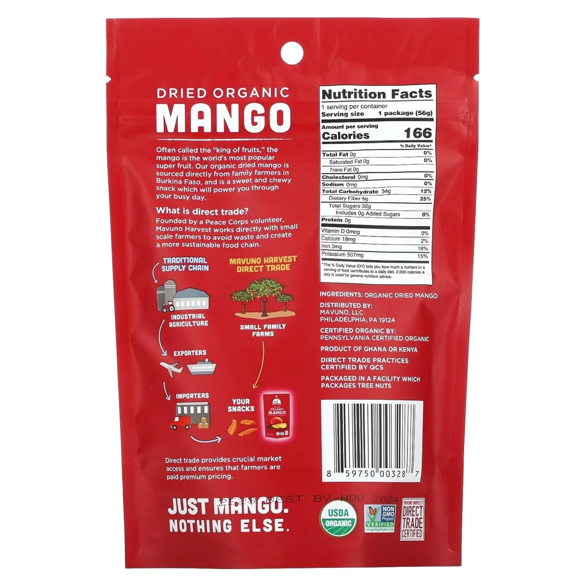 Mavuno Harvest Organic Dried Mango - 2 oz