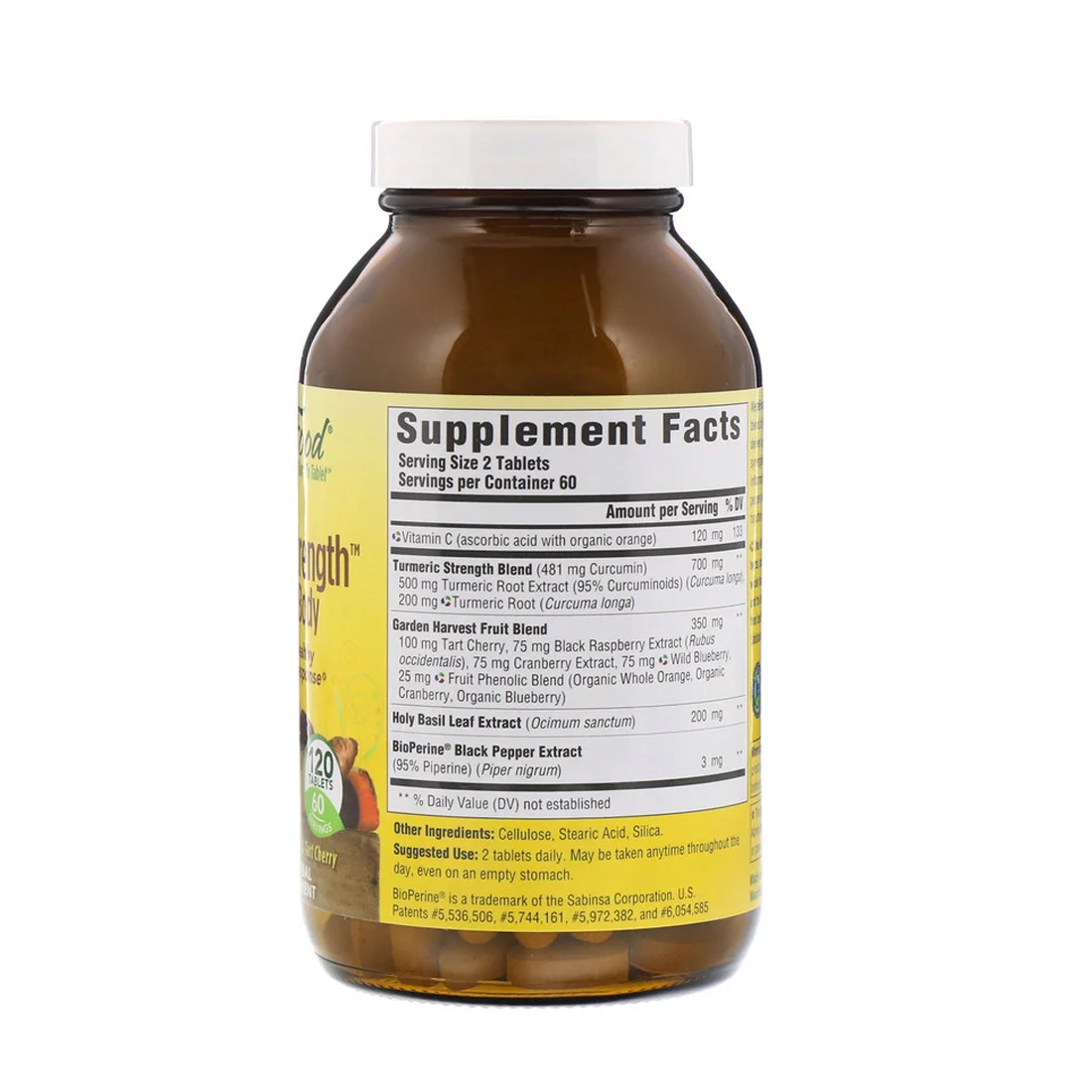 MegaFood Turmeric Curcumin Extra Strength Whole Body with Black Pepper - 120 Tablets