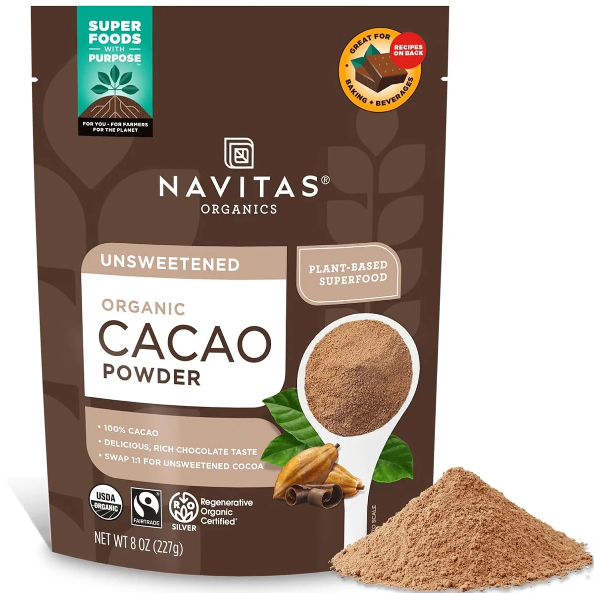 Navitas Organics Organic Unsweetened Cacao Powder - 8 oz
