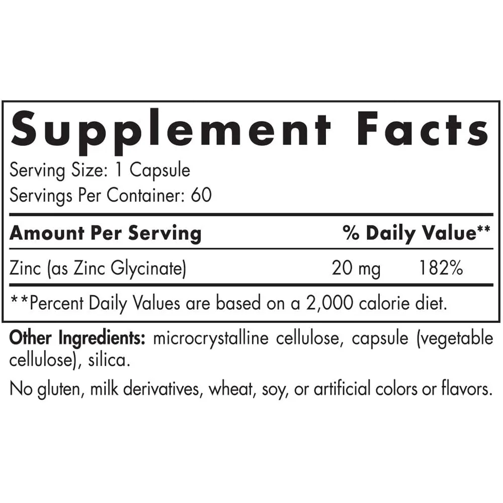 Nordic Naturals Zinc Glycinate - 20 mg - 60 Capsules