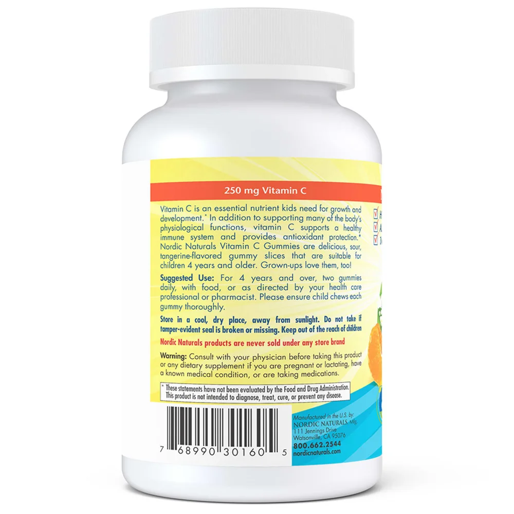 Nordic Naturals Vitamin C Tangerine - 250 mg - 60 Gummies