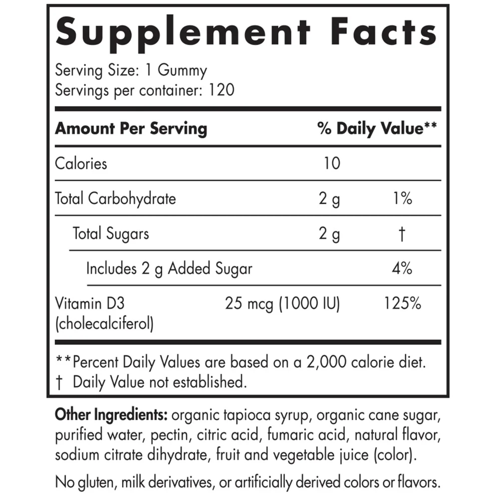 Nordic Naturals Vitamin D3 Gummies Wild Berry - 1000 IU - 120 Gummies