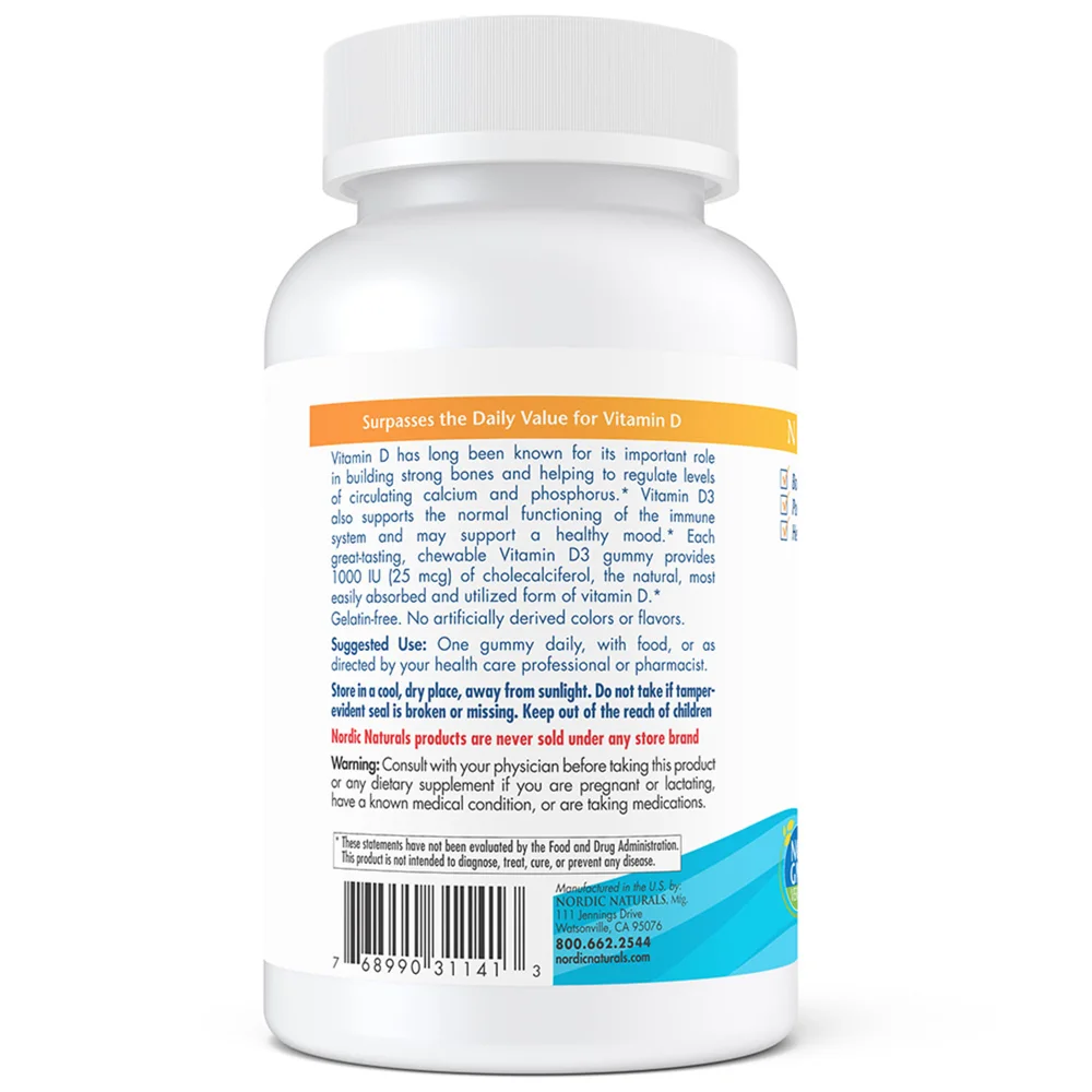 Nordic Naturals Vitamin D3 Gummies Wild Berry - 1000 IU - 120 Gummies
