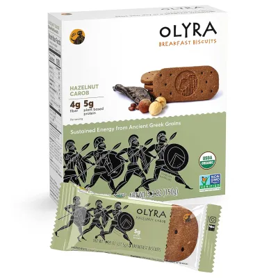 Olyra Organic Breakfast Biscuits, Hazelnut Carob