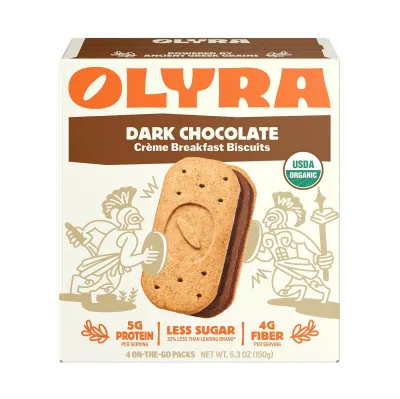 Olyra Organic Creme Breakfast Biscuits, Dark Chocolate - 4 Biscuits