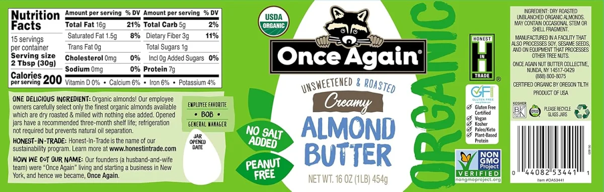 Once Again Organic Creamy Almond Butter - 16 oz