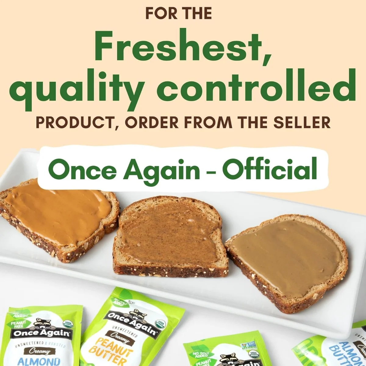 Once Again Organic Peanut Butter Unsweetened Squeeze Packs