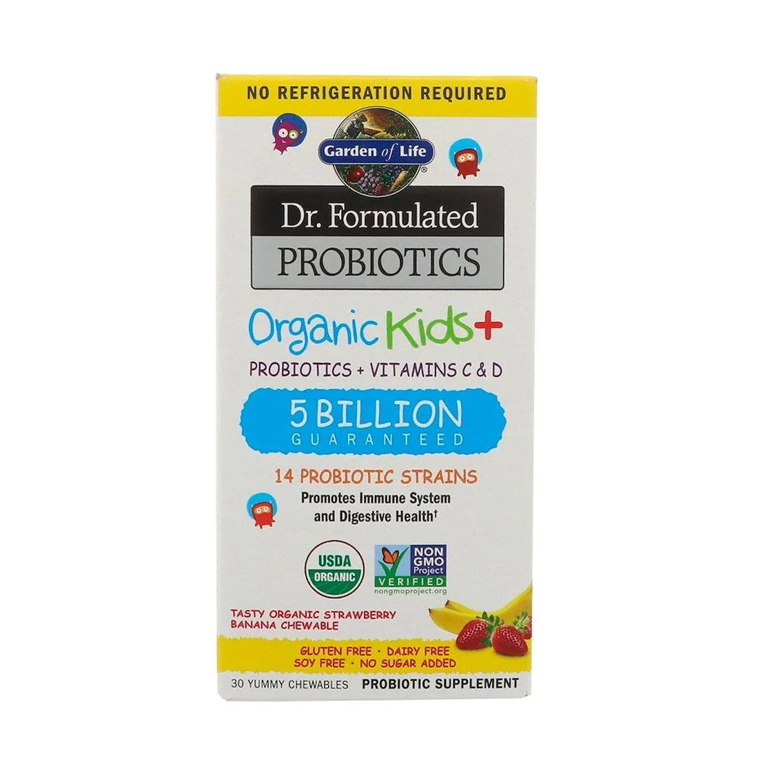 Garden of Life Kids Dr. Formulated Probiotics Organic Shelf Stable Strawberry Banana - 5 billion - 30 Chewables
