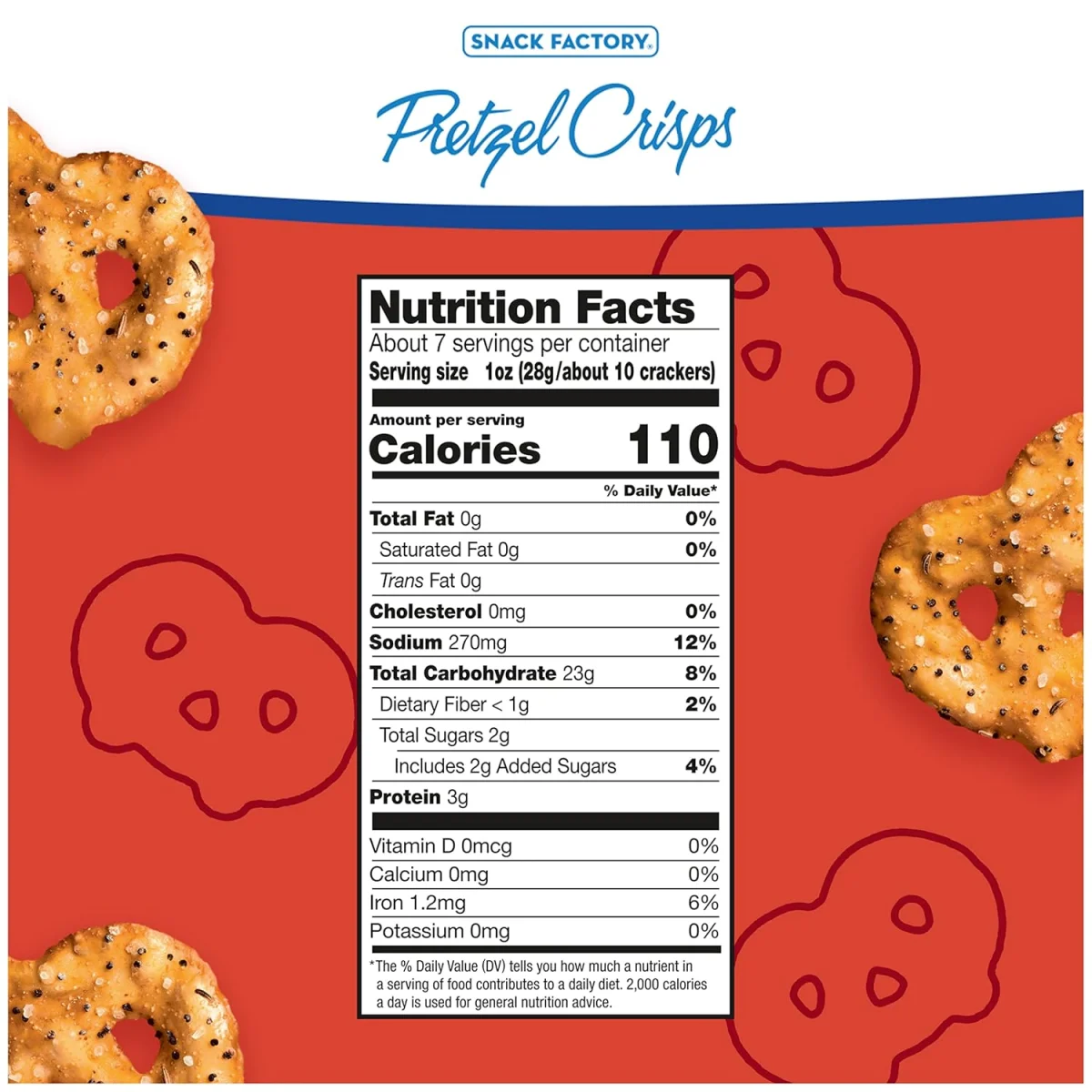 Snack Factory Everything Pretzel Crisps, Non-GMO - 7.2 oz