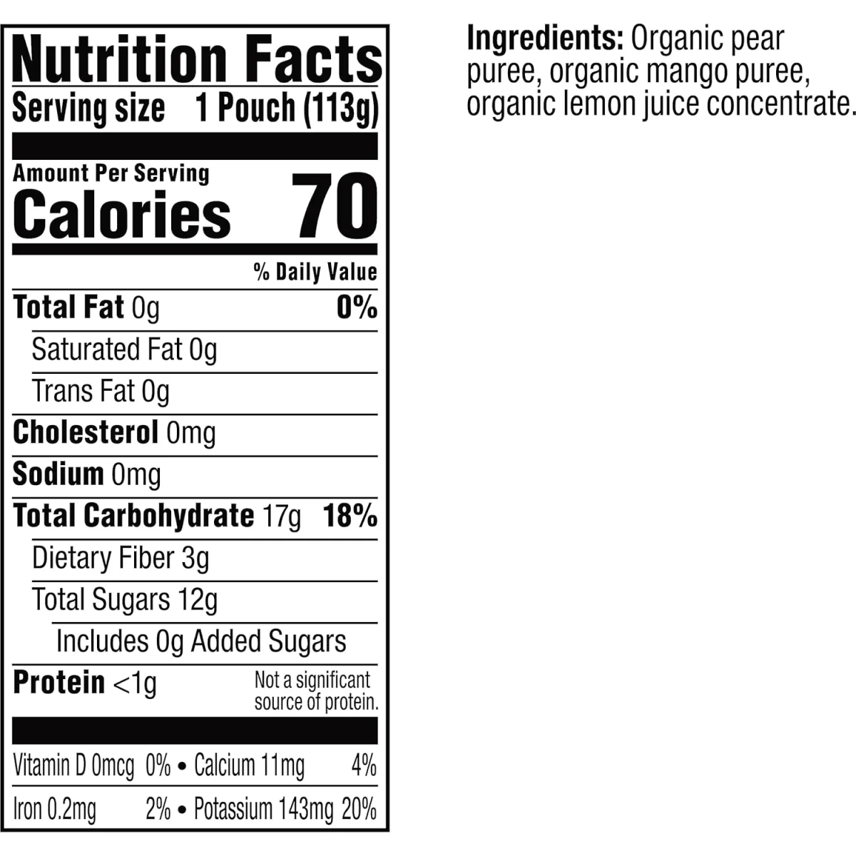 Plum Organics Baby Food Puree 6+ Months, Pear + Mango - 4 oz