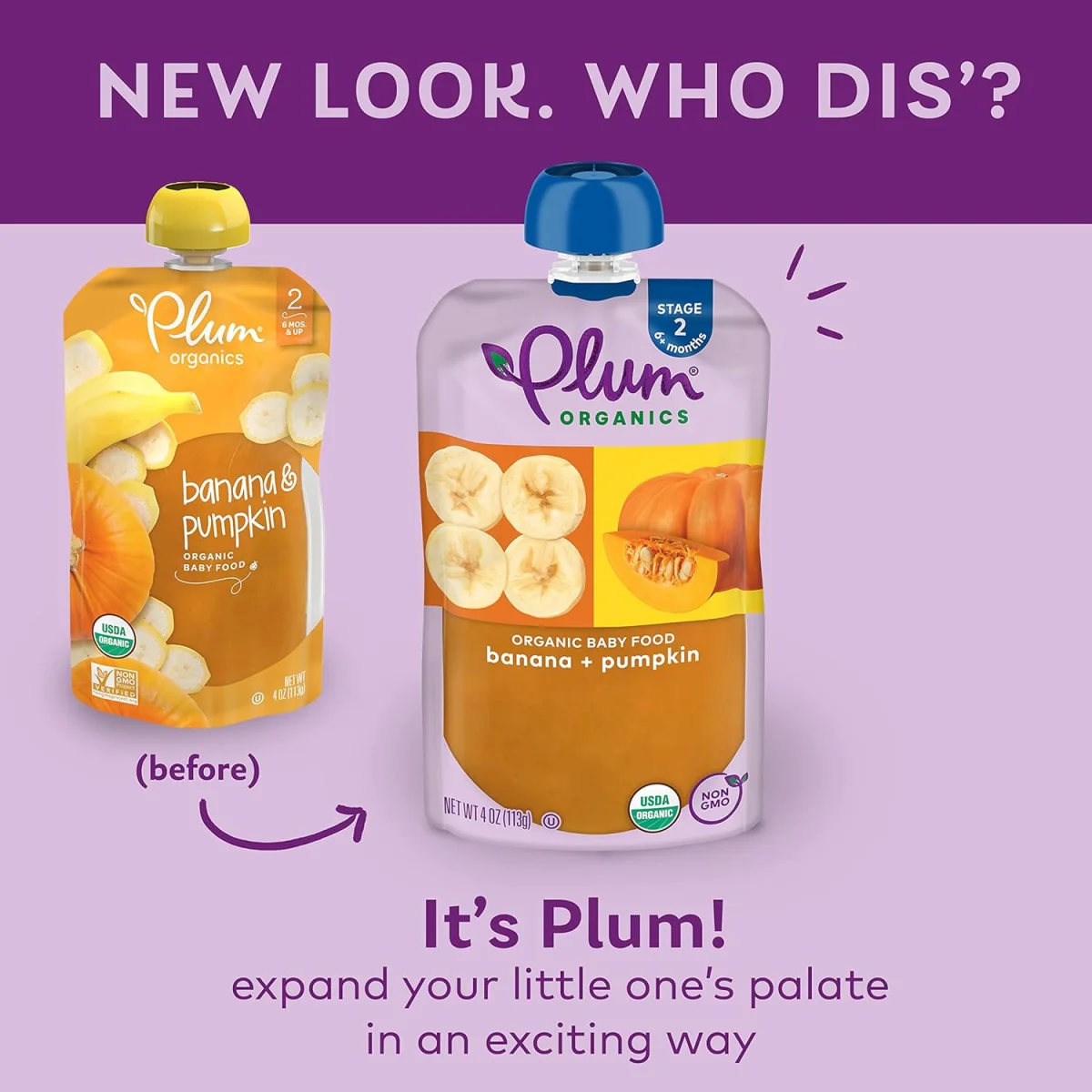 Plum Organics Stage 2 Organic Baby Food, Banana and Pumpkin - 4 oz