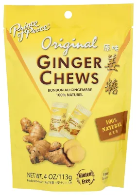Prince of Peace Original Ginger Chews Candy, Natural Gluten Free - 4 oz