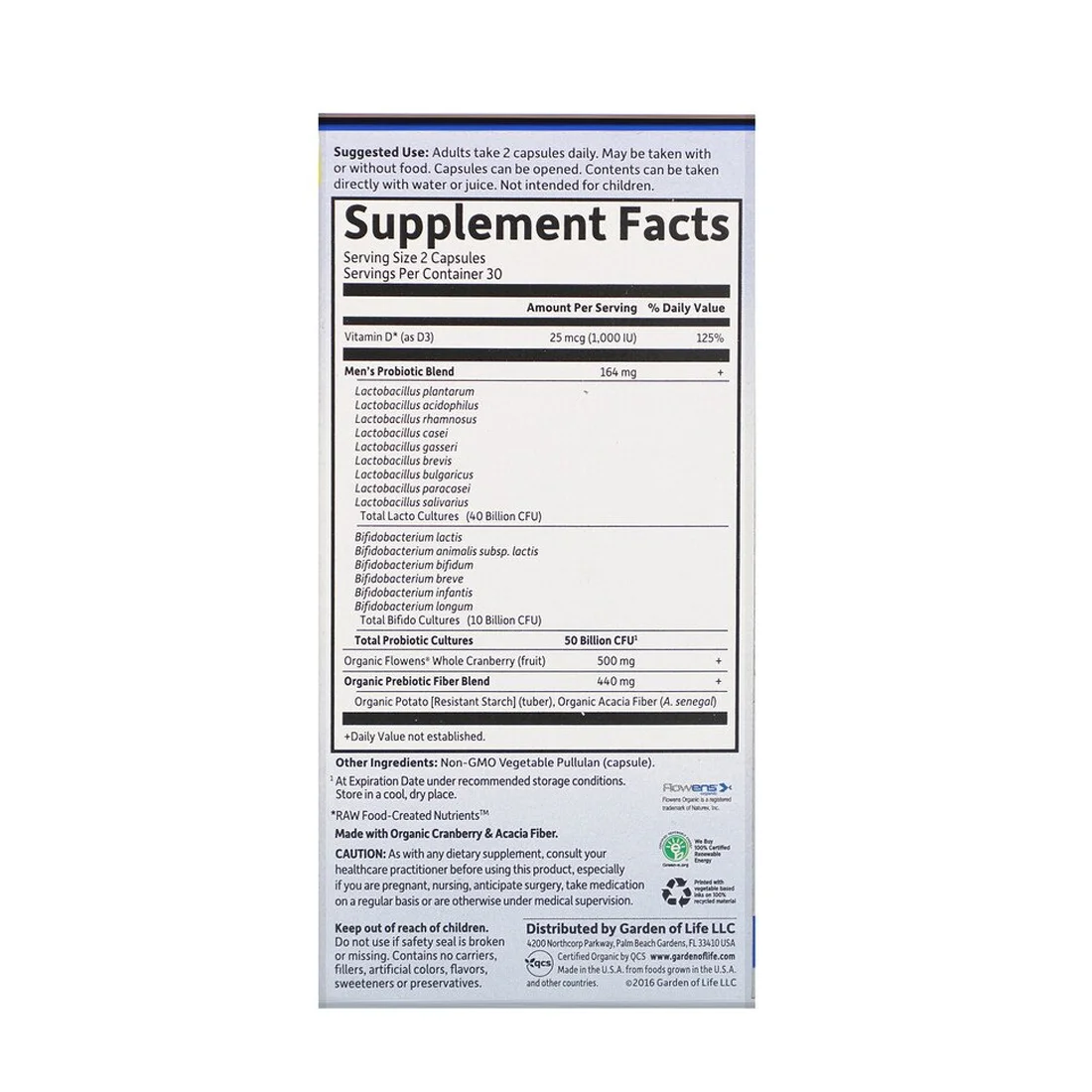 Garden of Life Dr. Formulated Probiotics Prostate plus - 50 billion - 60 Vegetarian Capsules