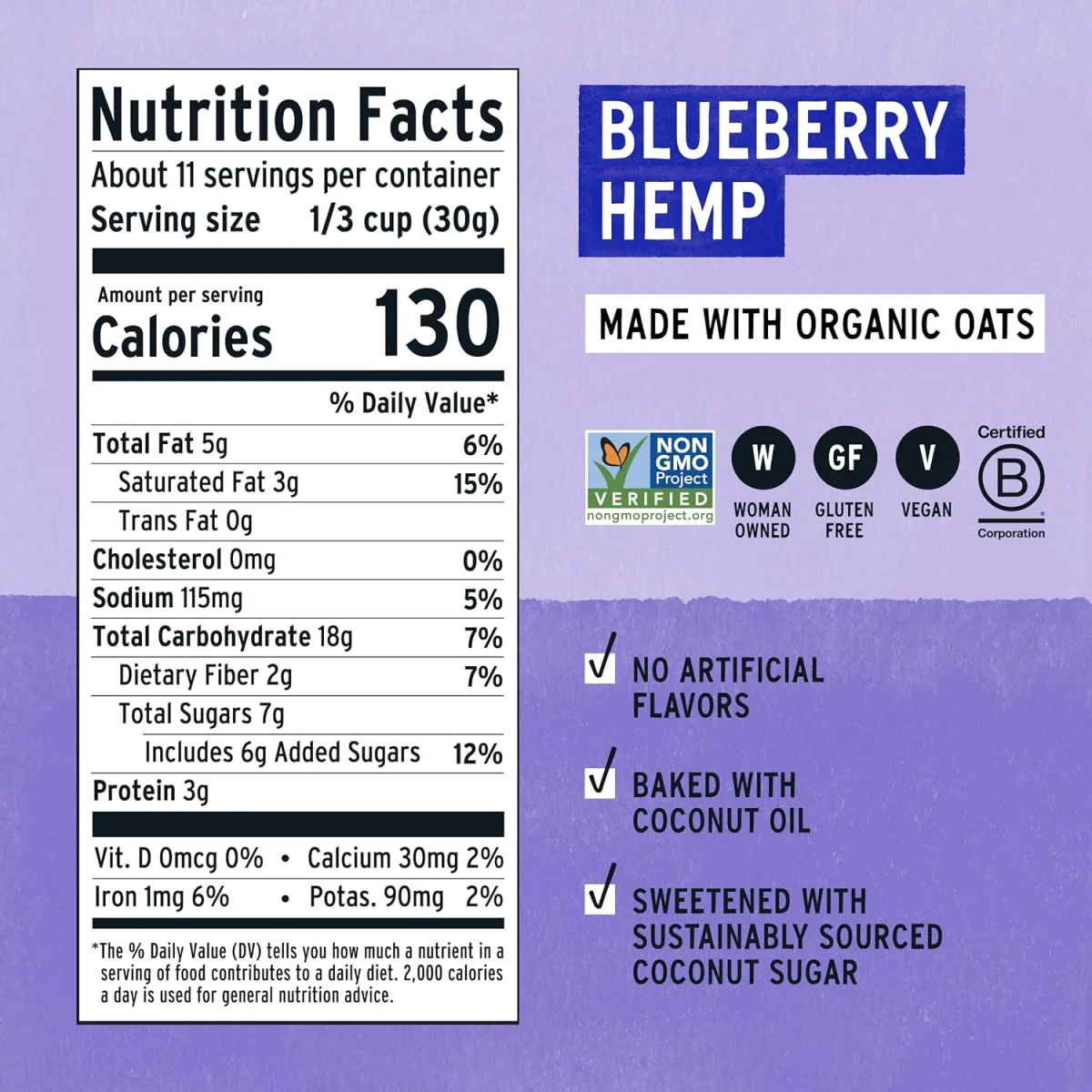 Purely Elizabeth Ancient Grain Granola, Blueberry Hemp - 12 oz