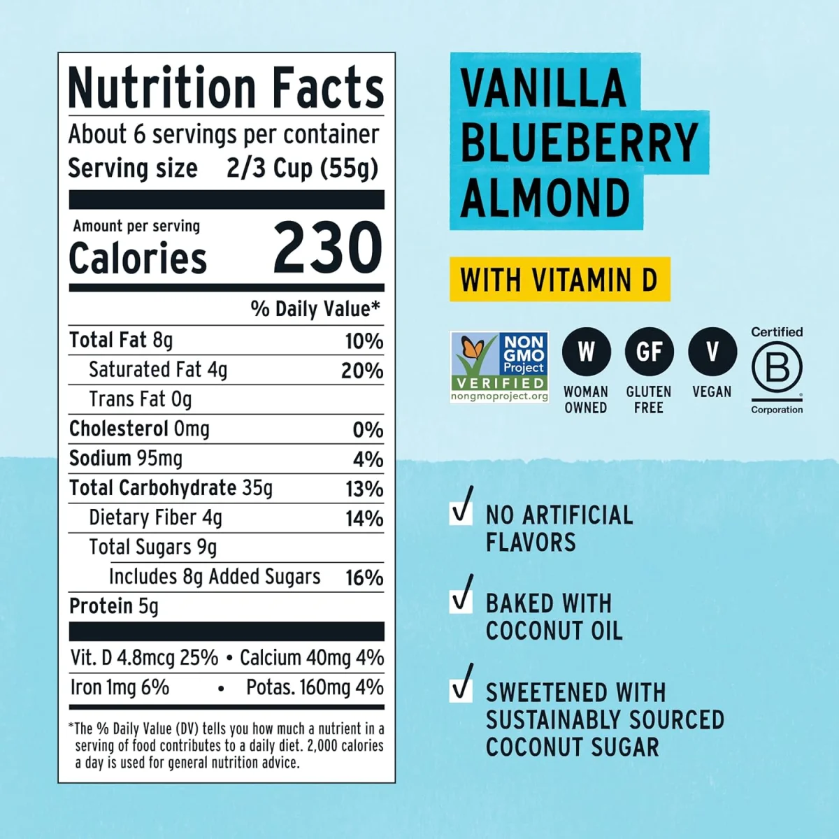 Purely Elizabeth Vegan Gluten Free Superfood Cereal, Vanilla Blueberry Almond