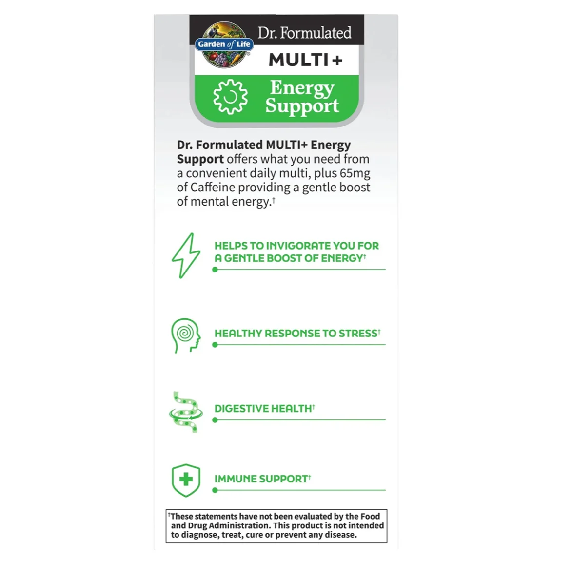 Garden of Life, Dr. Formulated Multi+, Energy Support, 30 Capsules