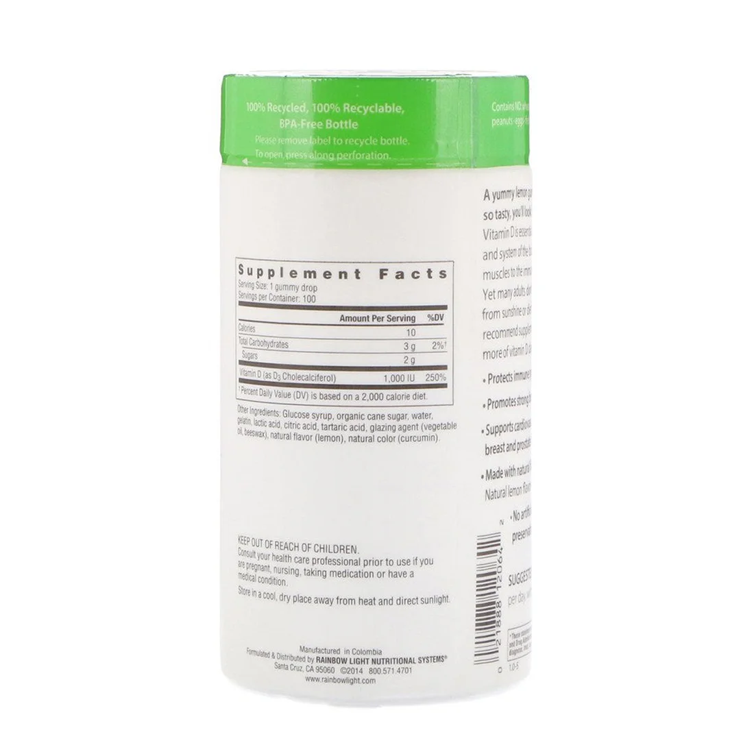 Rainbow Light Sunny Gummies Vitamin D3 1,000 IU  100 ct