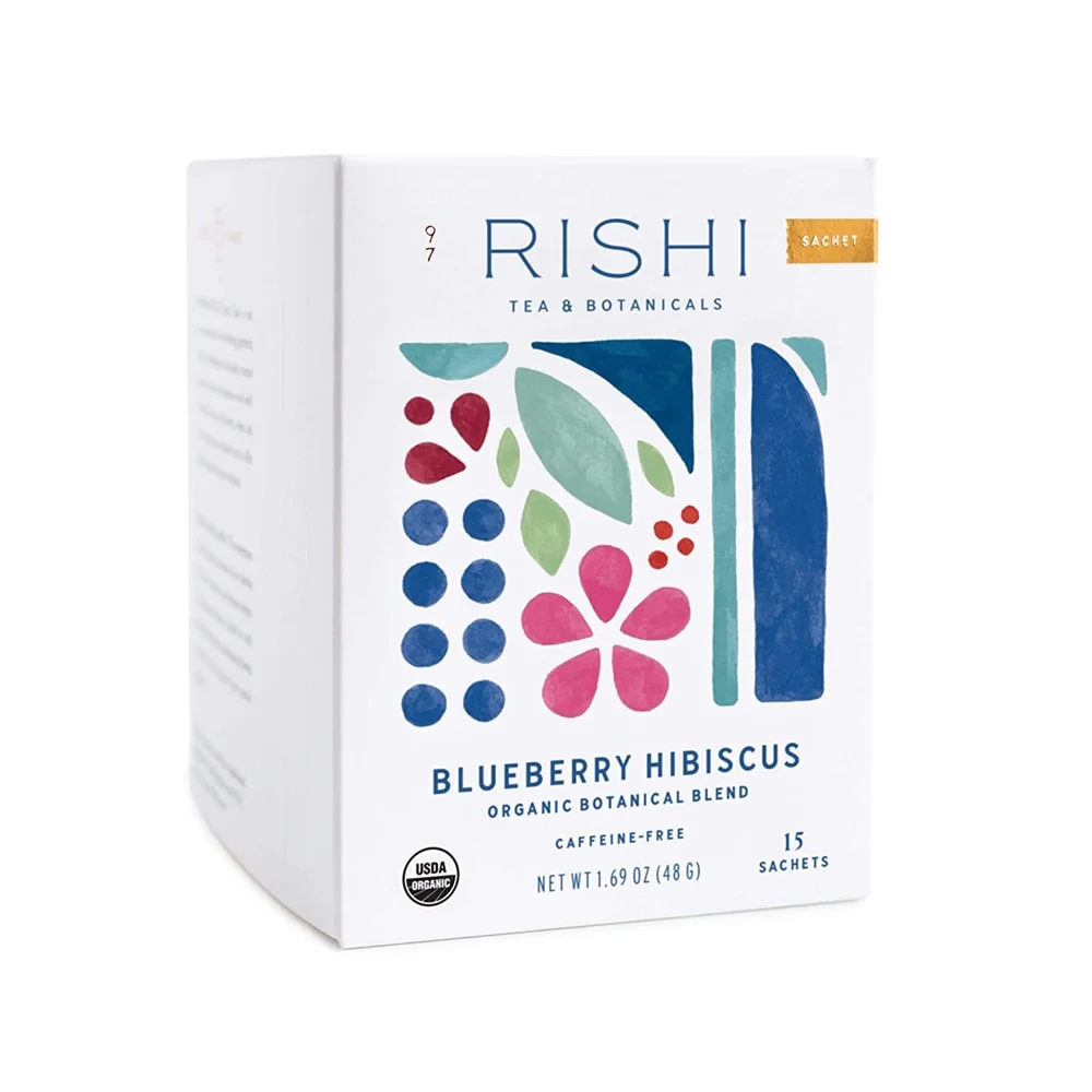 Rishi Tea Organic Blueberry Hibiscus Botanical Blend, Caffeine Free - 15 Sachets