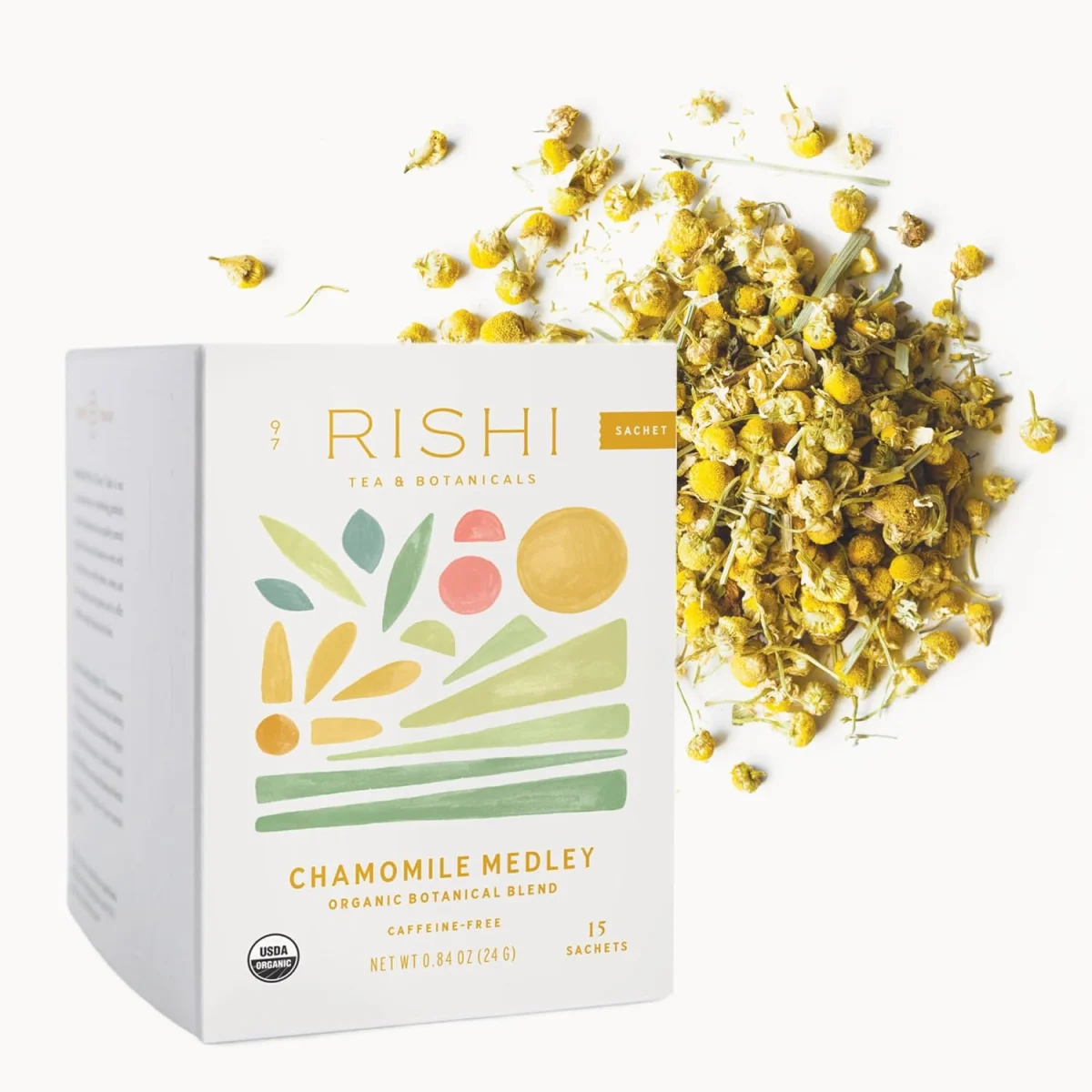 Rishi Tea Organic Chamomile Medley Botanical Blend, Caffeine Free - 15 Sachets