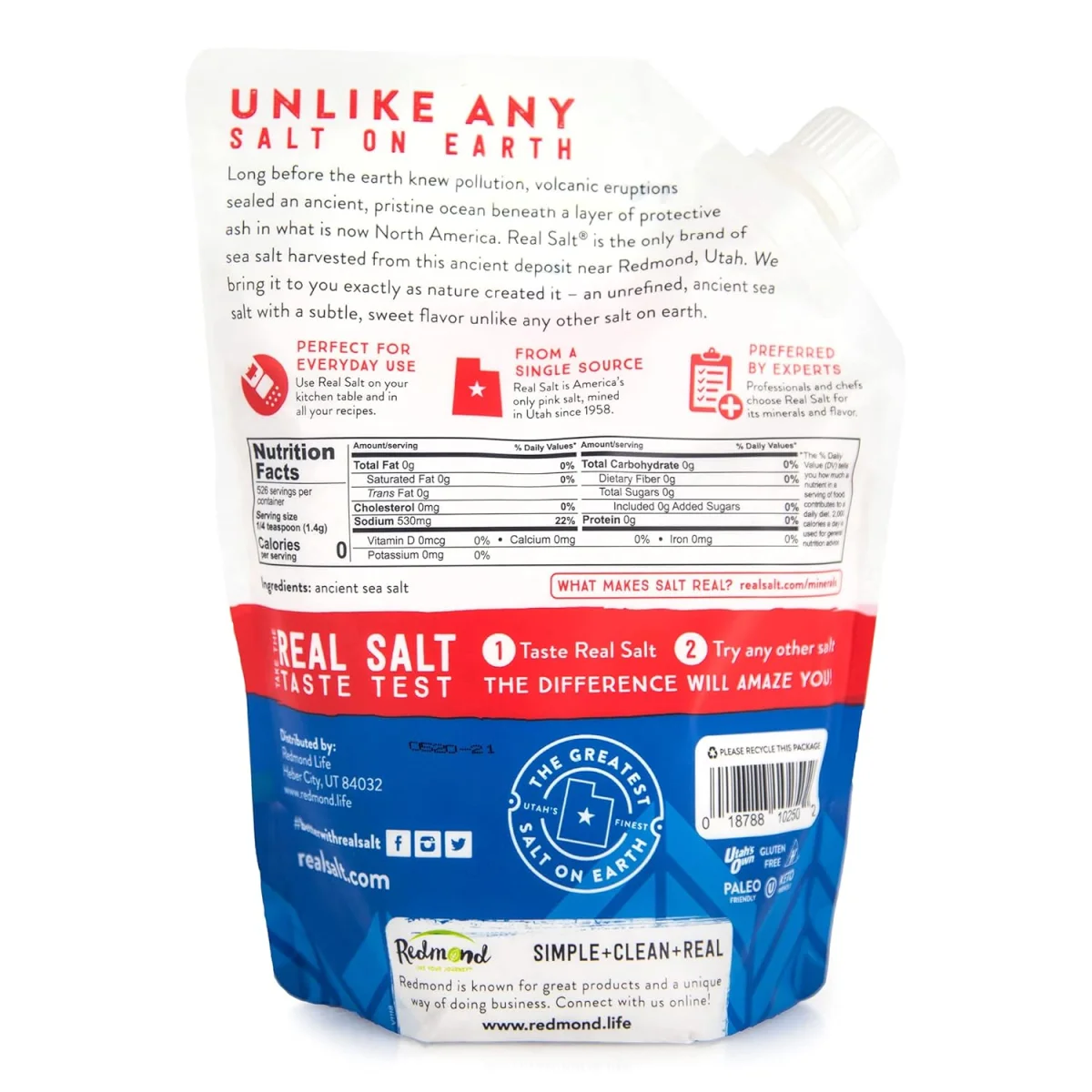 Redmond Real Salt Ancient Sea Salt, Fine - 26 oz