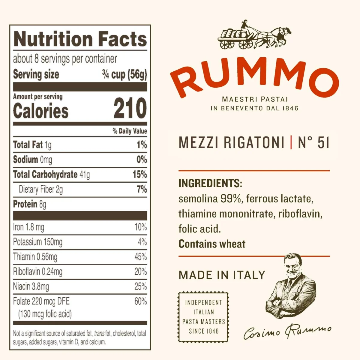Rummo Mezzi Rigatoni No. 51 Pasta, Always Al Dente