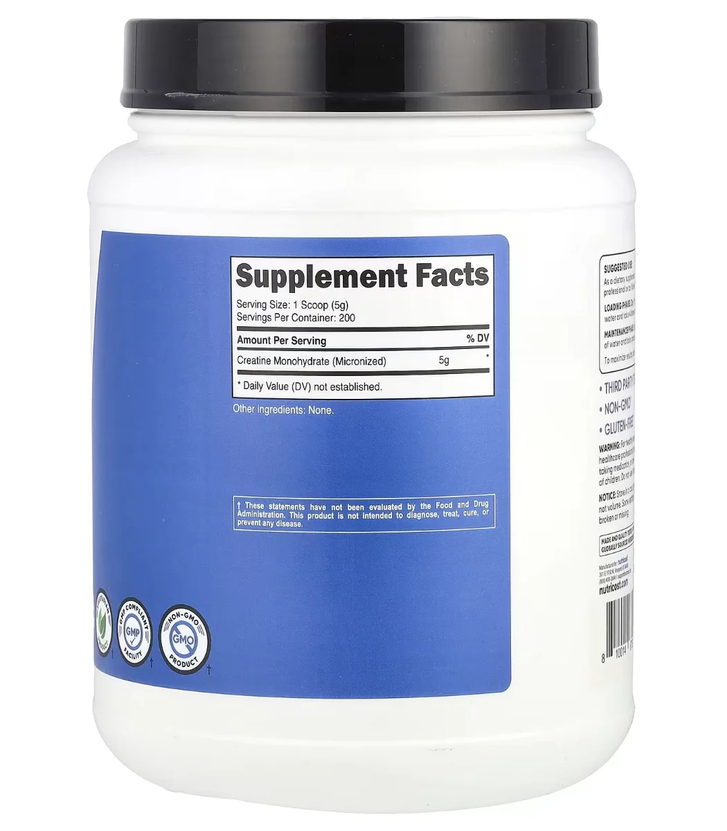 Nutricost Creatine Monohydrate Powder Unflavored - 2.2 lbs