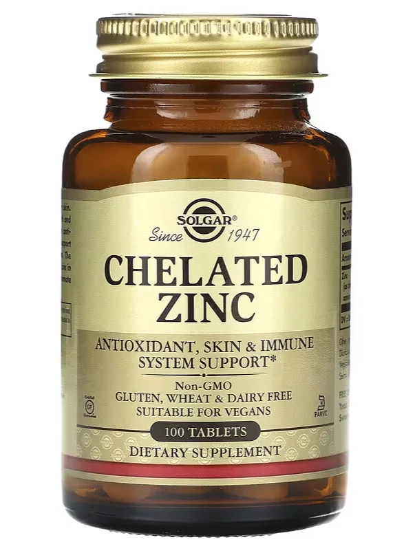 Solgar Chelated Zinc - 100 Tablets