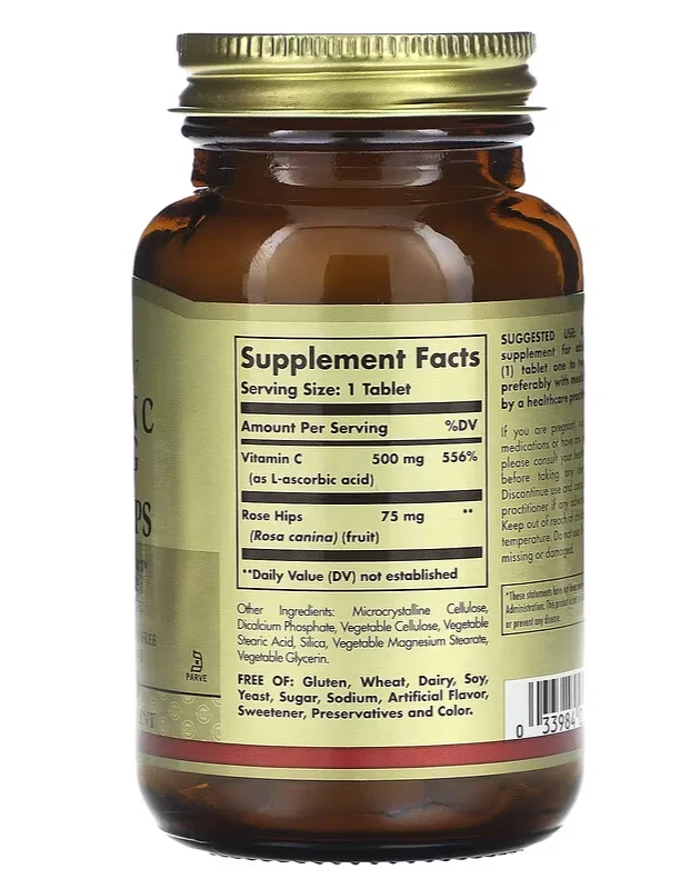 Solgar Vitamin C with Rose Hips - 500 mg - 100 Tablets