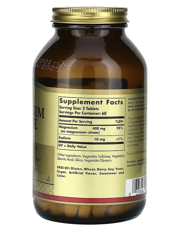 Solgar, Magnesium Citrate, 120 Tablets