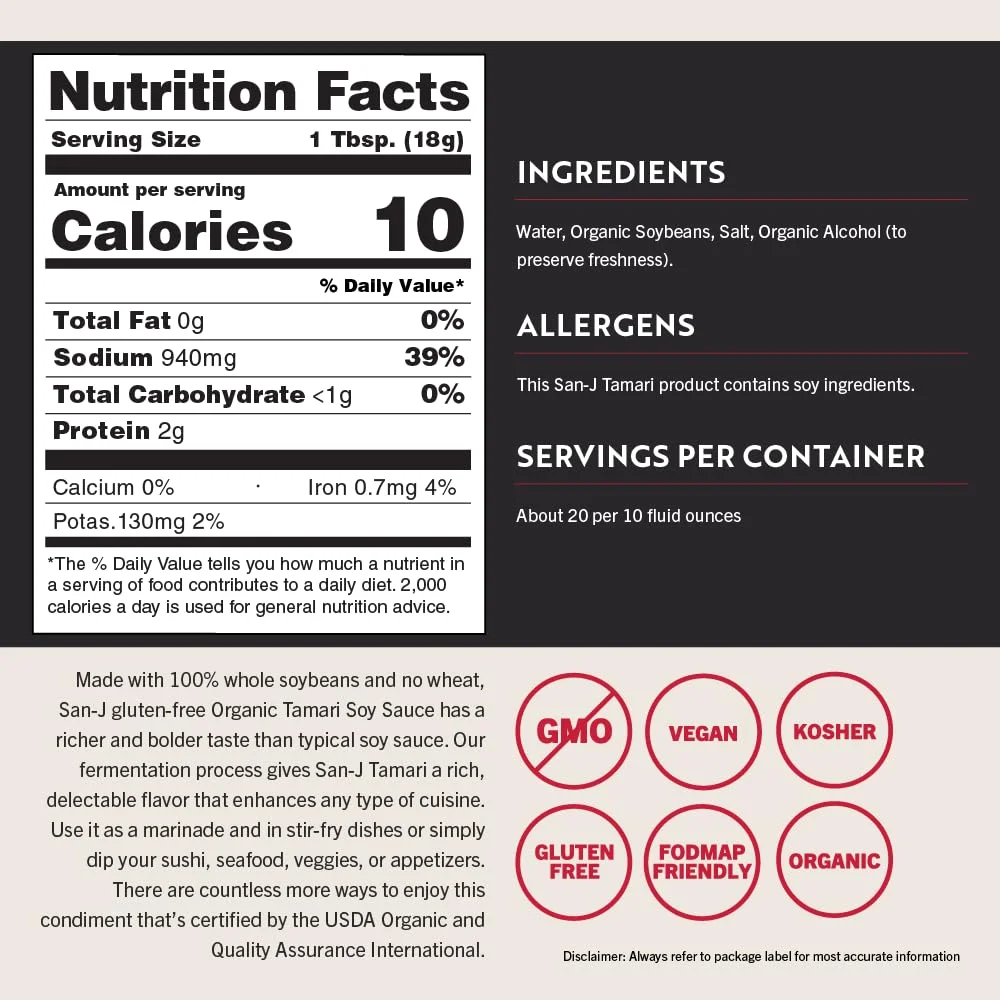 San-J Organic Gluten Free Tamari Soy Sauce - 10 fl oz