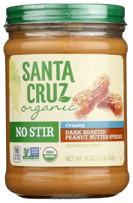 Santa Cruz Organic No Stir Dark Roast Creamy Peanut Butter Spread - 16 oz