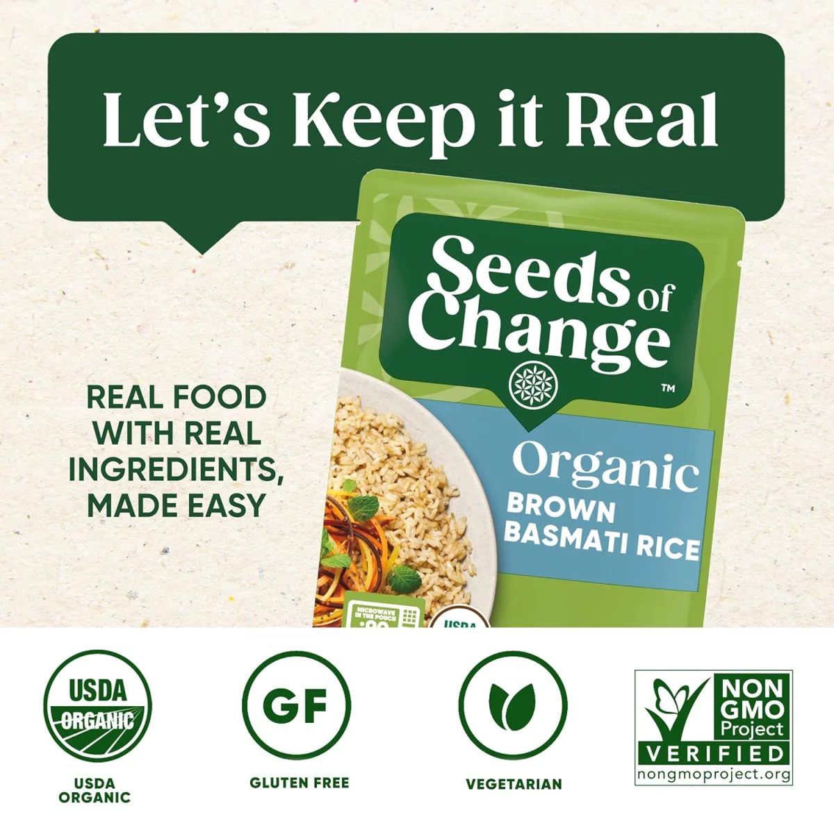 Seeds of Change Organic Brown Basmati Rice, Microwave Pouch - 8.5 oz