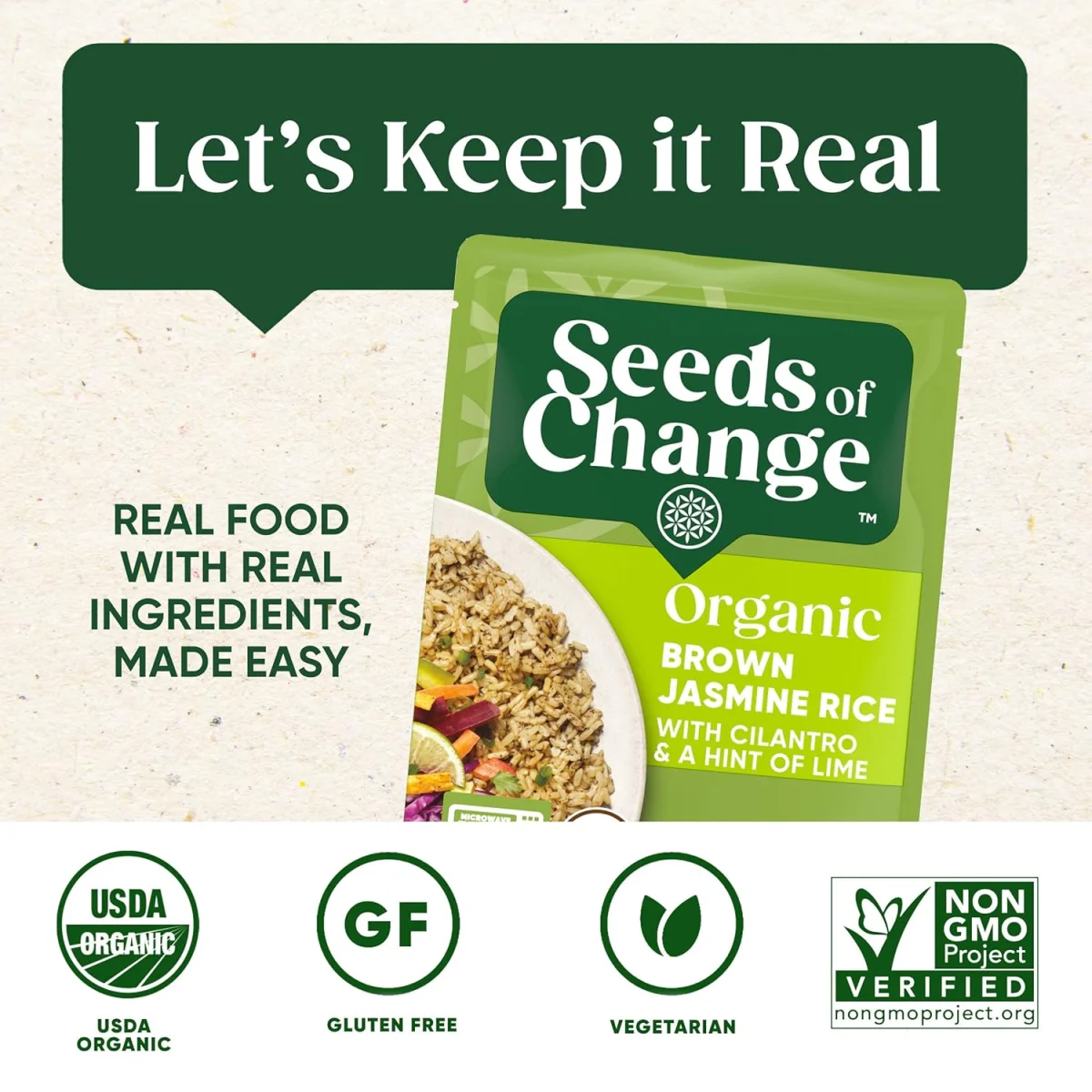 Seeds of Change Organic Brown Jasmine Rice, Cilantro Lime - 8.5 oz