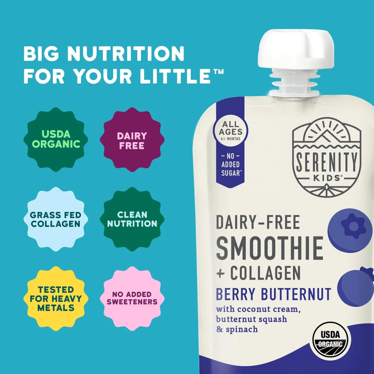 Serenity Kids Dairy Free Smoothie Baby Food, Berry Butternut - 3.5 oz