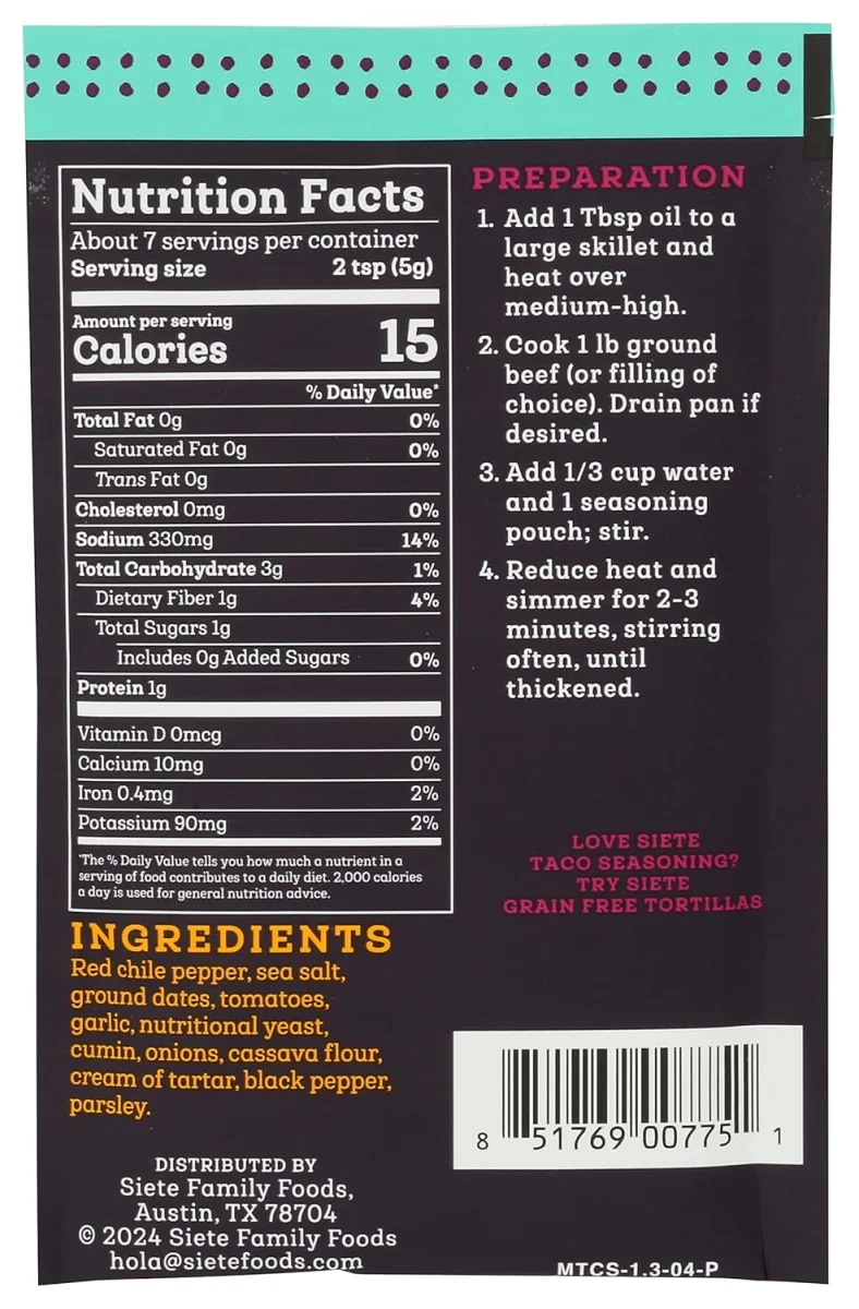 Siete Mild Taco Seasoning - 1.31 oz