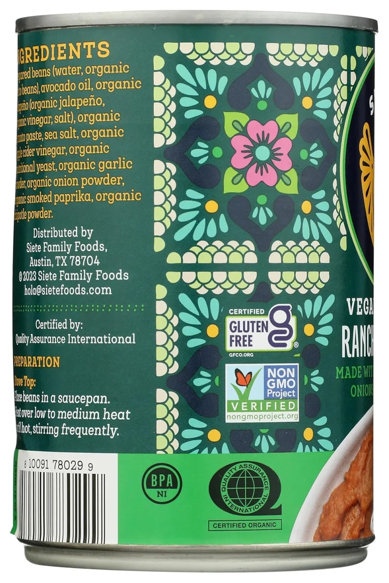 Siete Vegan Ranchero Refried Beans with Avocado Oil - 16 oz