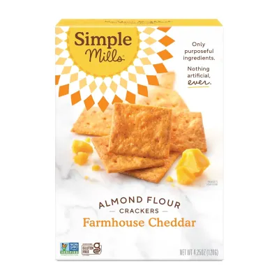 Simple Mills Almond Flour Crackers, Farmhouse Cheddar - 4.25 oz