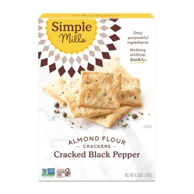 Simple Mills Almond Flour Crackers, Cracked Black Pepper - 4.25 oz