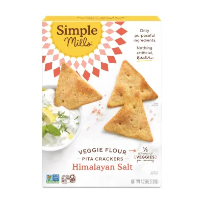 Simple Mills Veggie Flour Pita Crackers, Himalayan Salt - 4.25 oz