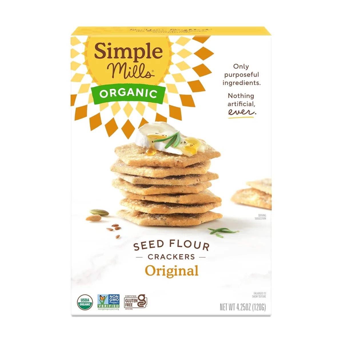 Simple Mills Organic Seed Flour Crackers, Original - 4.25 oz
