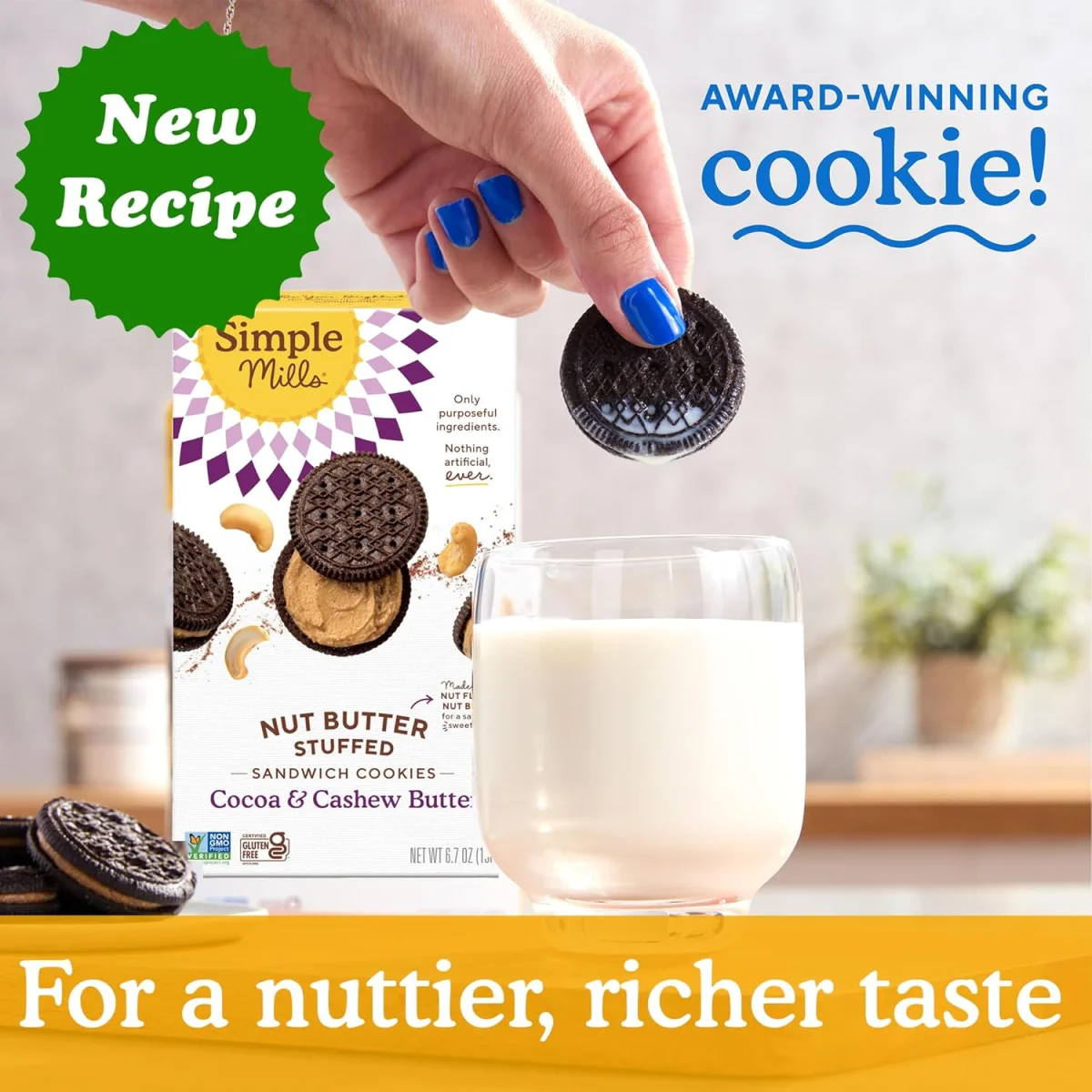 Simple Mills Nut Butter Stuffed Sandwich Cookies, Cocoa & Cashew Butter - 6.7 oz