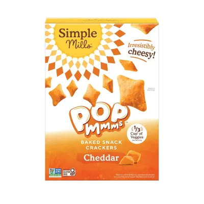 Simple Mills Pop Mmms Veggie Flour Baked Snack Crackers, Cheddar - 4 oz