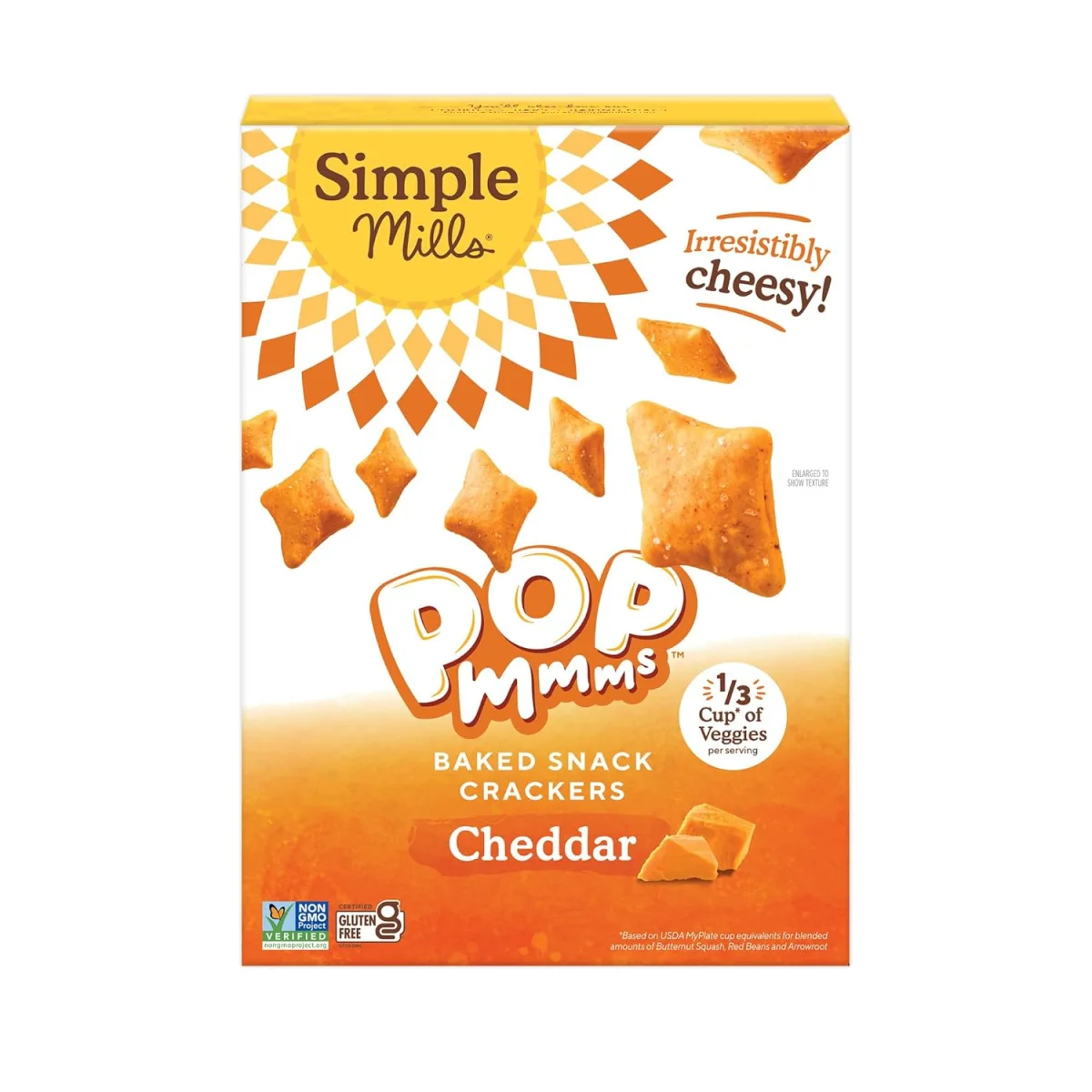 Simple Mills Pop Mmms Veggie Flour Baked Snack Crackers, Cheddar - 4 oz