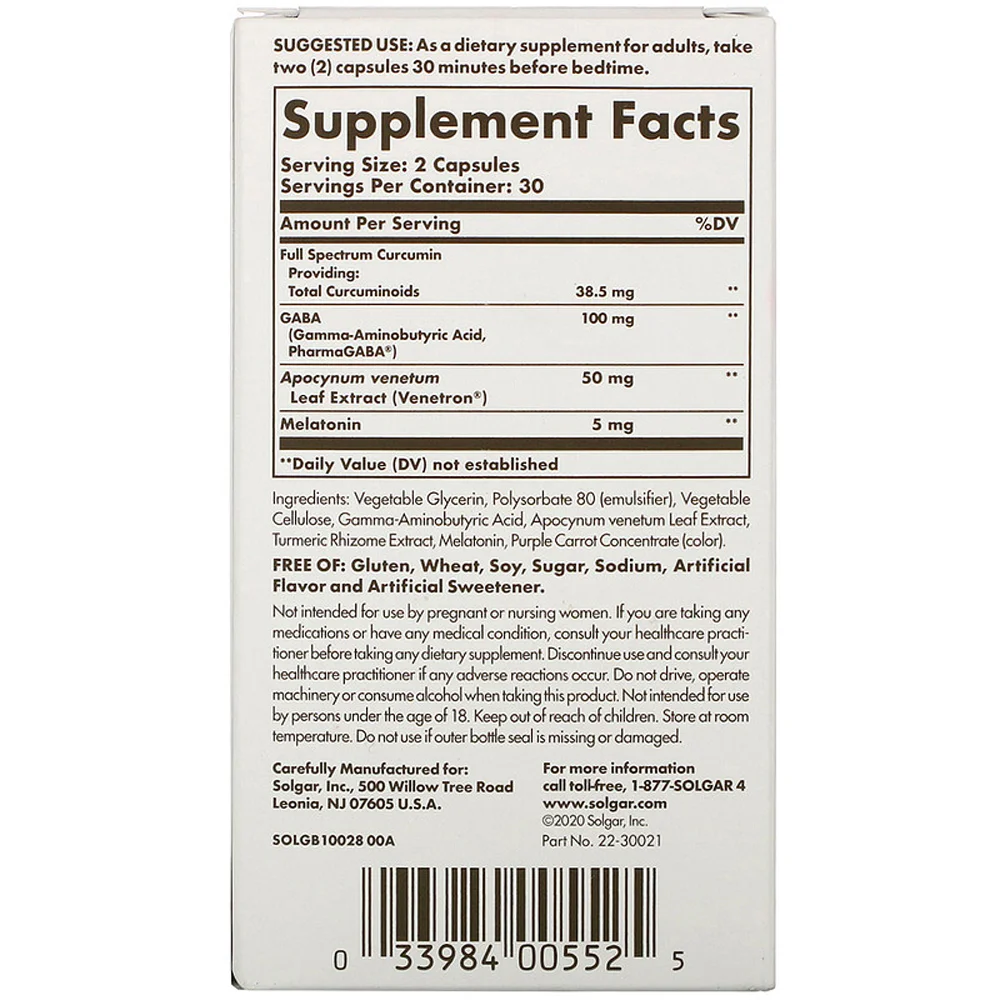 Solgar Full Spectrum Curcumin Sleep Ease 60 Licaps